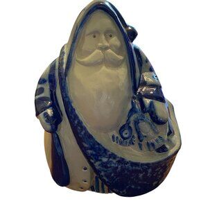 Eldreth blue salt glazed pottery chunky ceramic Santa Claus Grey Christmas